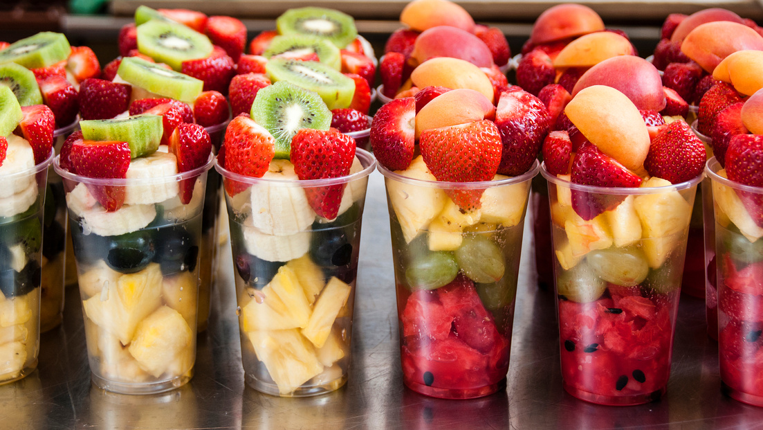 Glasses with fruit salad